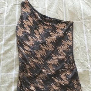 Gray one shoulder forever xxi 21 top with sequence